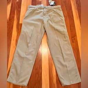 NWT Carhartt FLAME RESISTANT PANTS Mens 42x32 Khaki Midweight Canvas Loose Fit